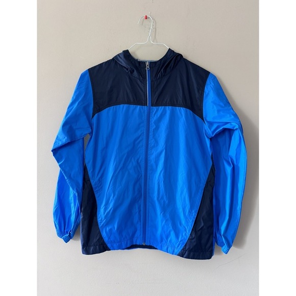 Columbia Windbreaker Rain Jacket Hooded Kids Youth Size Large 14/16 Blue EUC - Picture 1 of 13